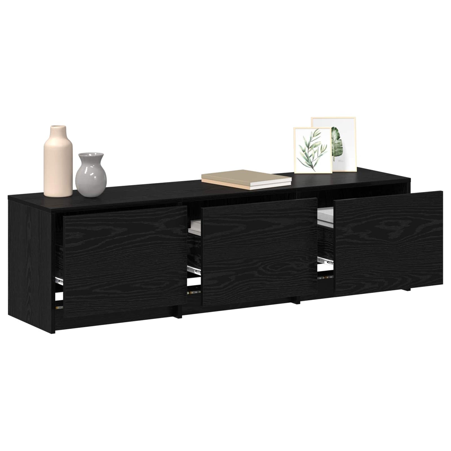 TV-skåp med led Svart Ek 140 x 34 x 40 cm Konstruerat trä