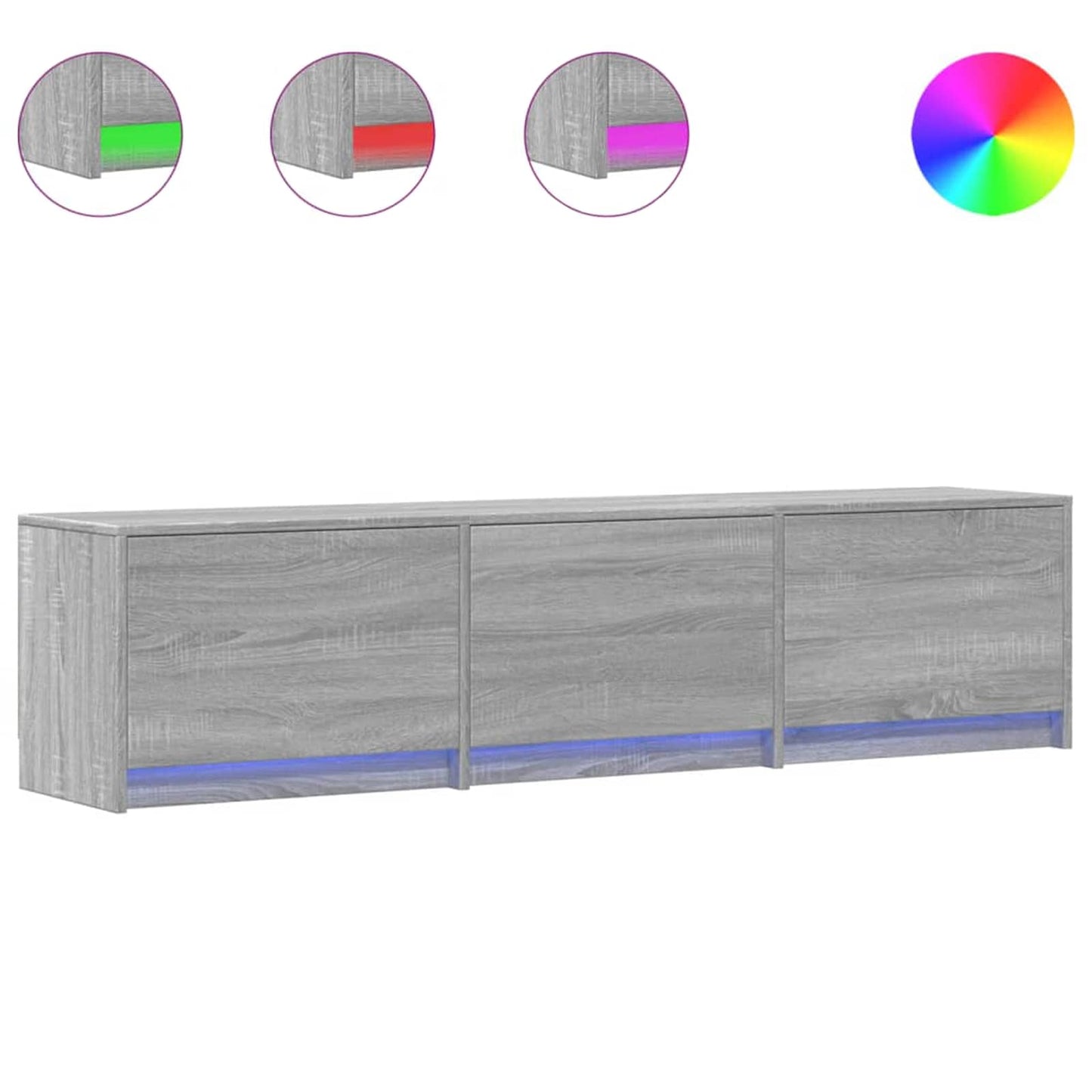 TV-skåp med led Grå Sonoma 165 x 34 x 40 cm Konstruerat trä