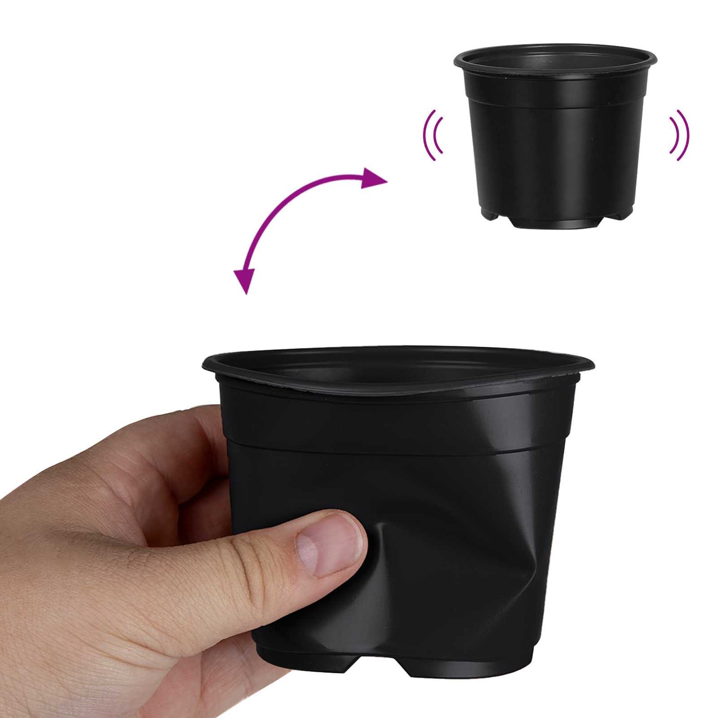 Rund Blomkruka 50 pcs Svart Ø 10 x 8 cm Plast