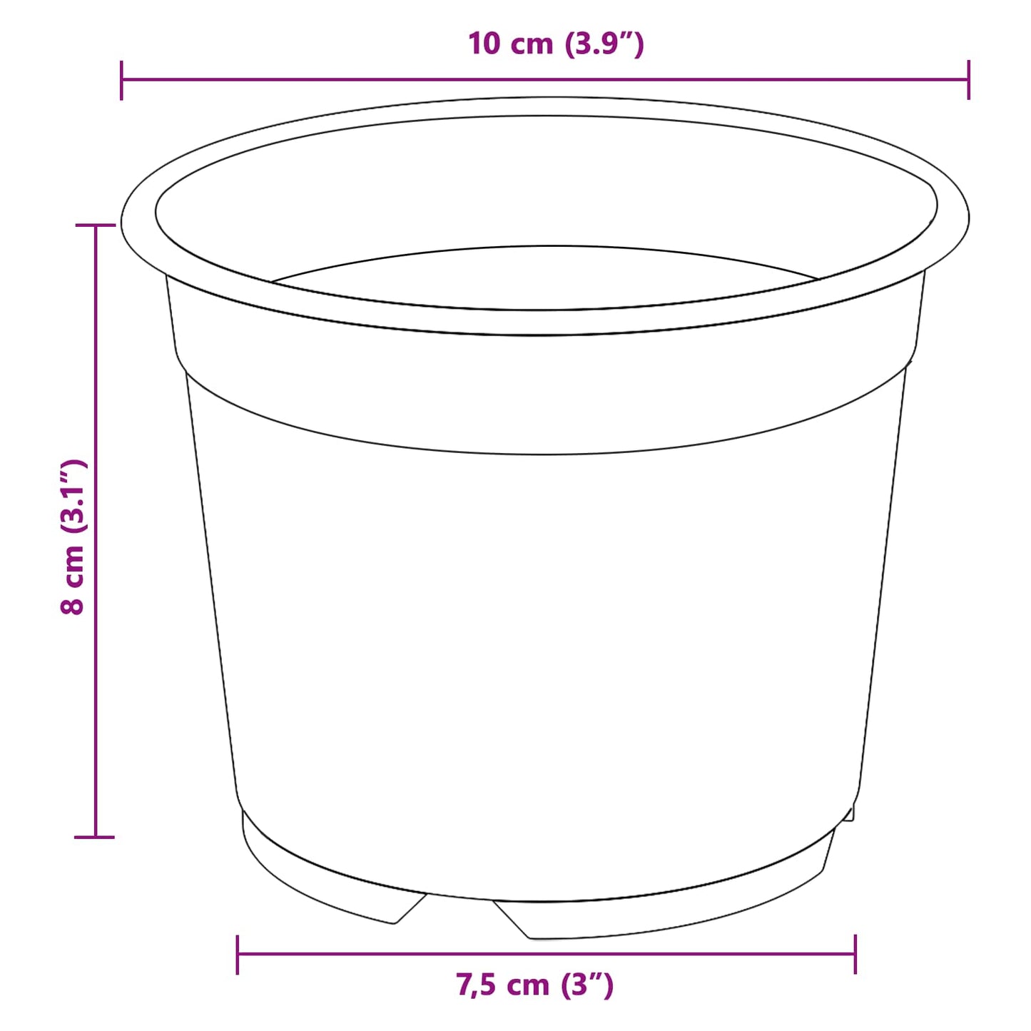 Rund Blomkruka 50 pcs Svart Ø 10 x 8 cm Plast