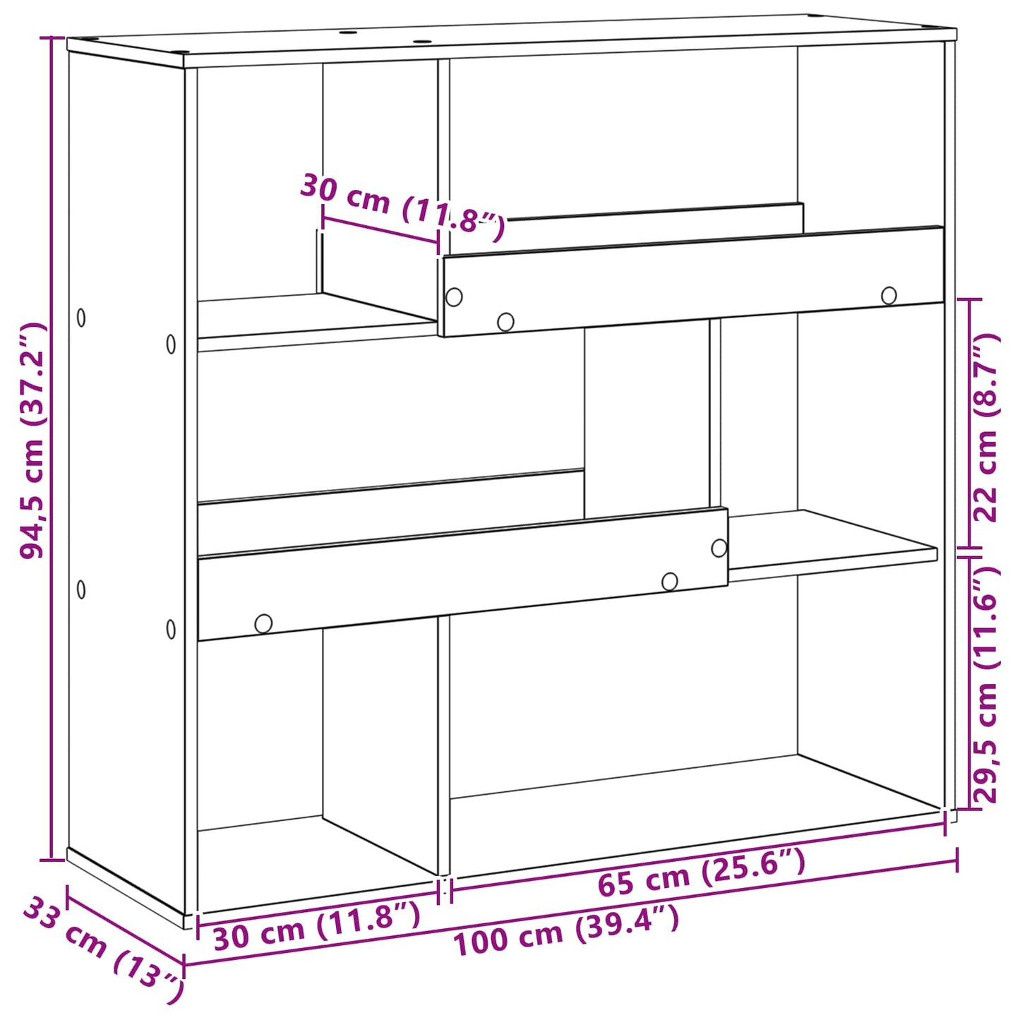 Bokhylla Svart Ek 100 x 33 x 94,5 cm Konstruerat trä