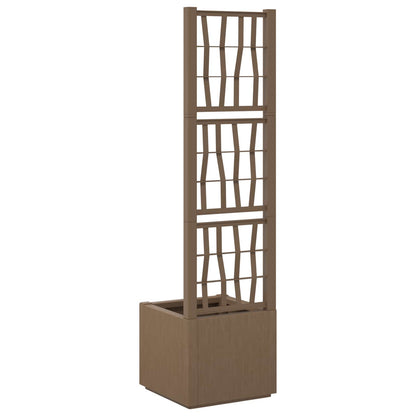 Trädgårdsplanterare med trellis Brun 36 x 36 x 140 cm PP