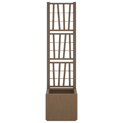 Trädgårdsplanterare med trellis Brun 36 x 36 x 140 cm PP