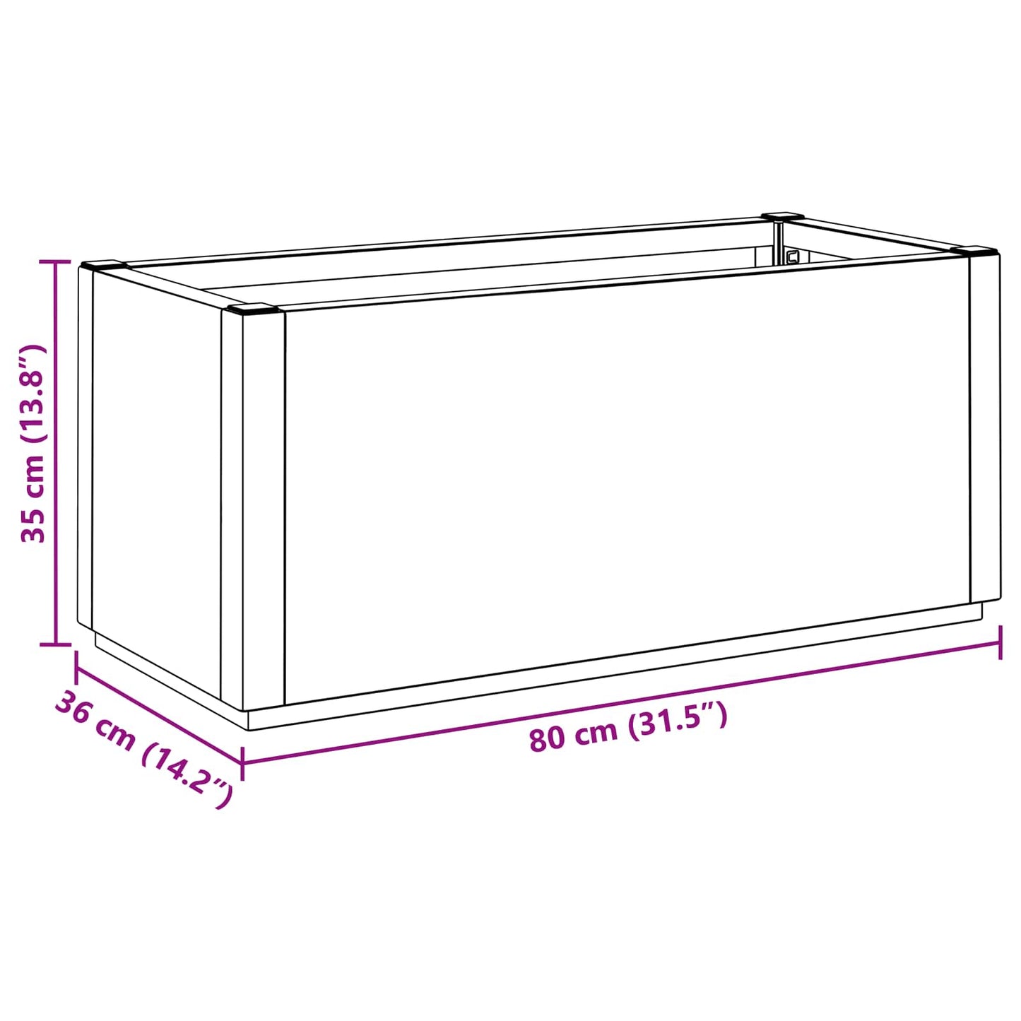 Trädgårdsblomlåda Brun 80 x 36 x 35 cm PP