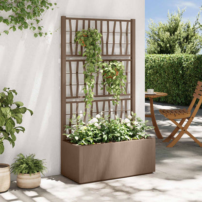 Trädgårdsplanterare med trellis Brun 80 x 36 x 140 cm PP