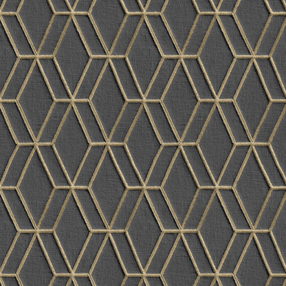 DUTCH WALLCOVERINGS Tapet hexagonal svart och guld