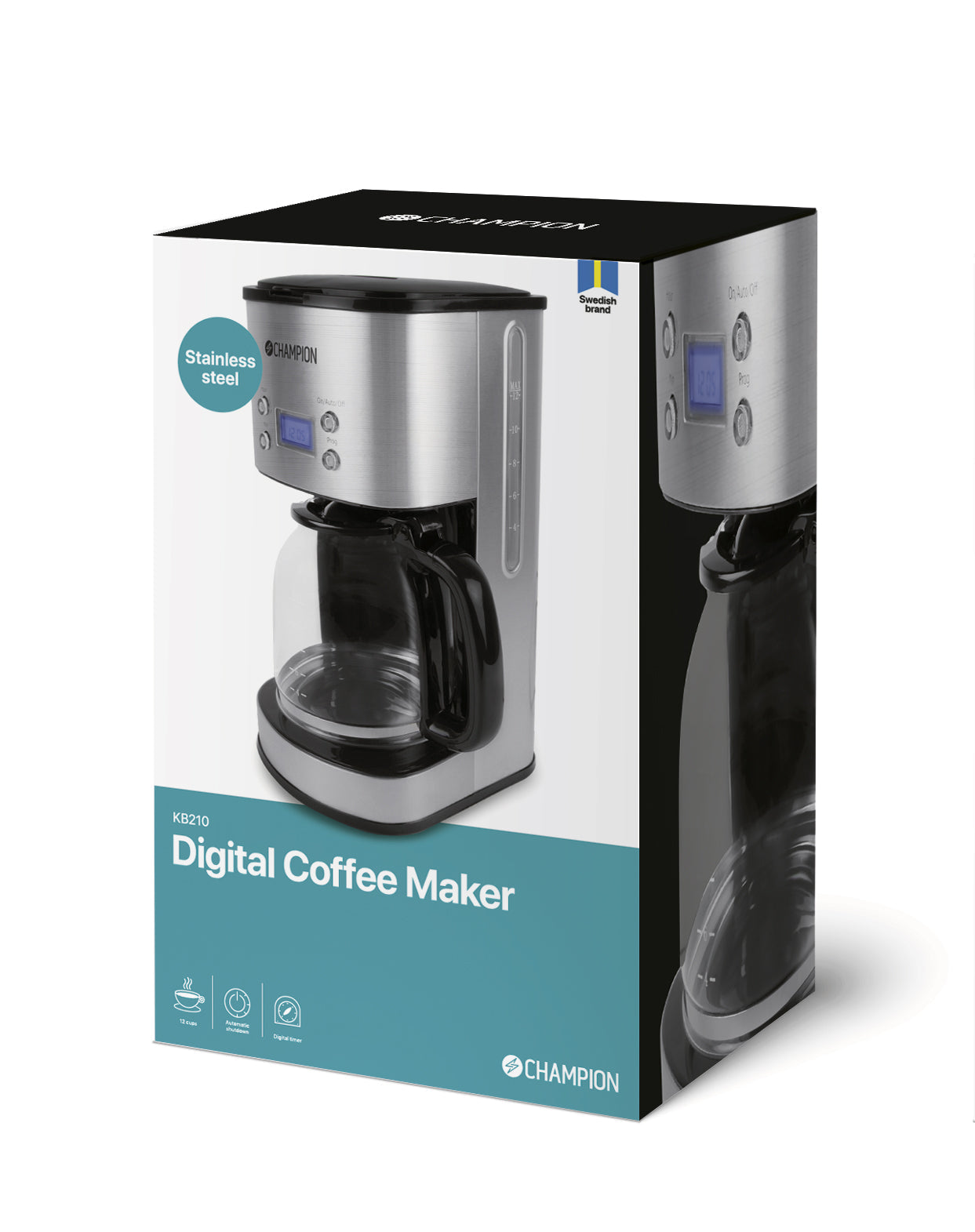 Champion Kaffebryggare Digital 12-koppar/1,5L Rostfri