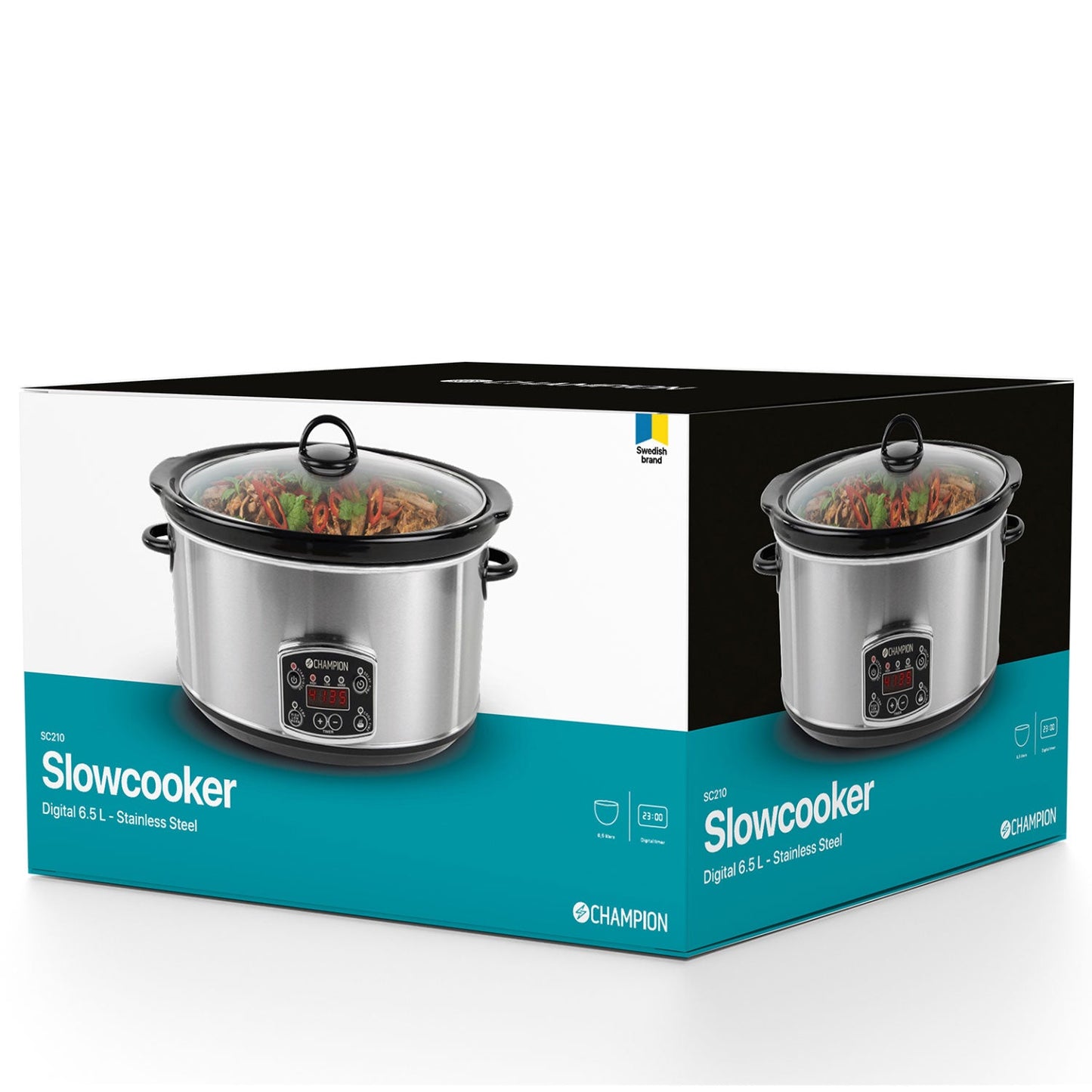 Champion Slowcooker 6,5L 320W Rostfri