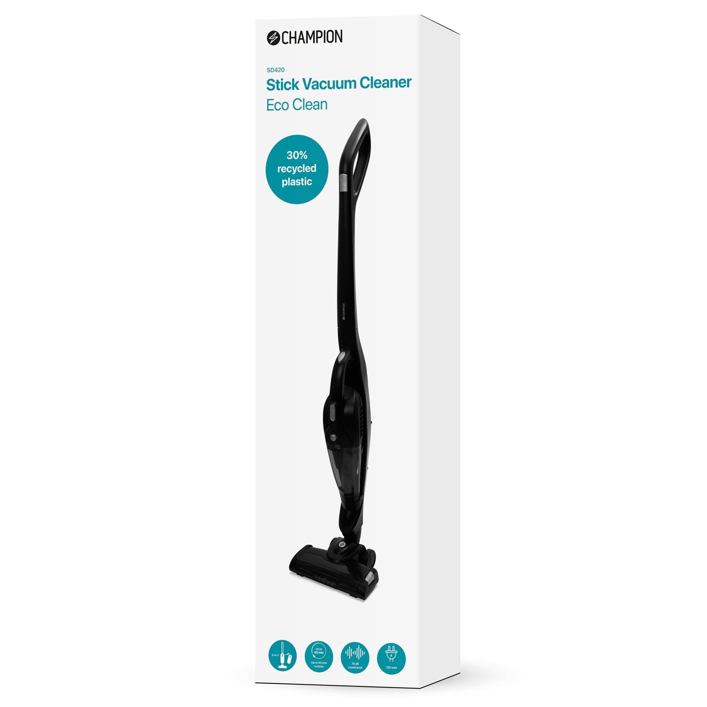 Champion Skaftdammsugare Eco Clean 2in1 120W Mattsvart