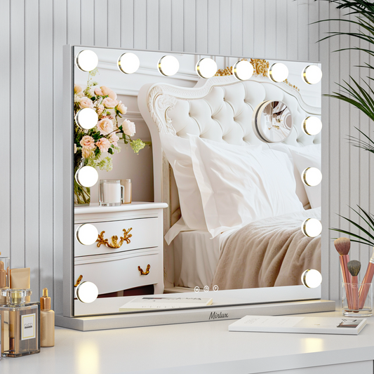 Hollywood sminkspegel med belysning – LED lampor, 58x48 cm, vit