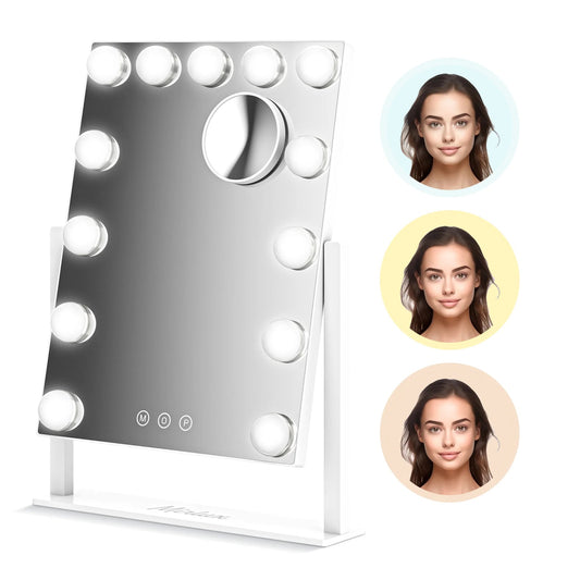 Liten Hollywood sminkspegel med belysning – LED lampor, 44x30 cm, vit