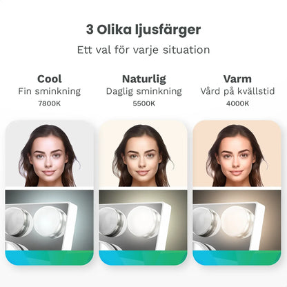 Liten Hollywood sminkspegel med belysning – LED lampor, 44x30 cm, vit